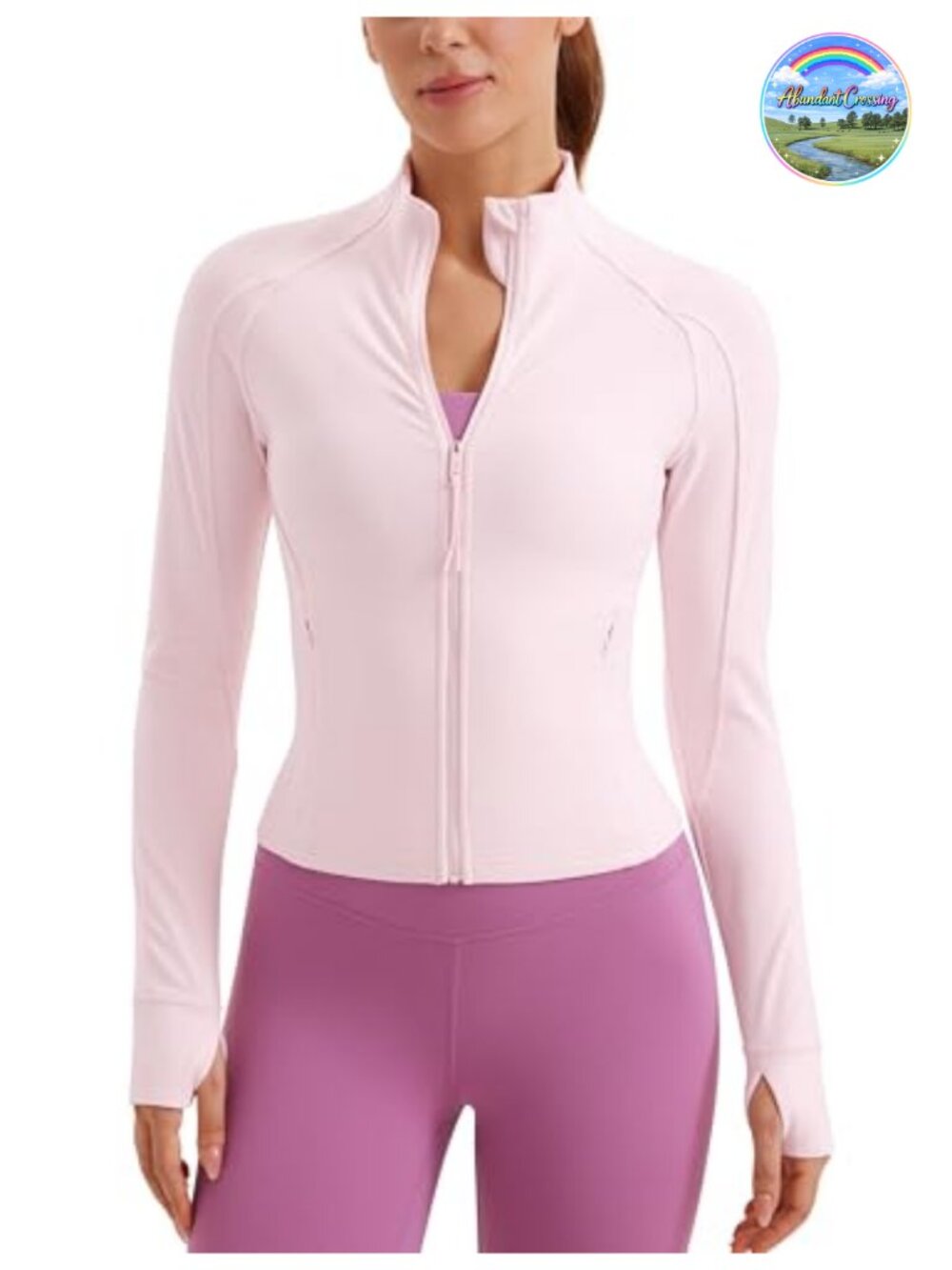 Butterluxe Women's Athletic Jacket Waist Length Slim Fit with Thumbholes